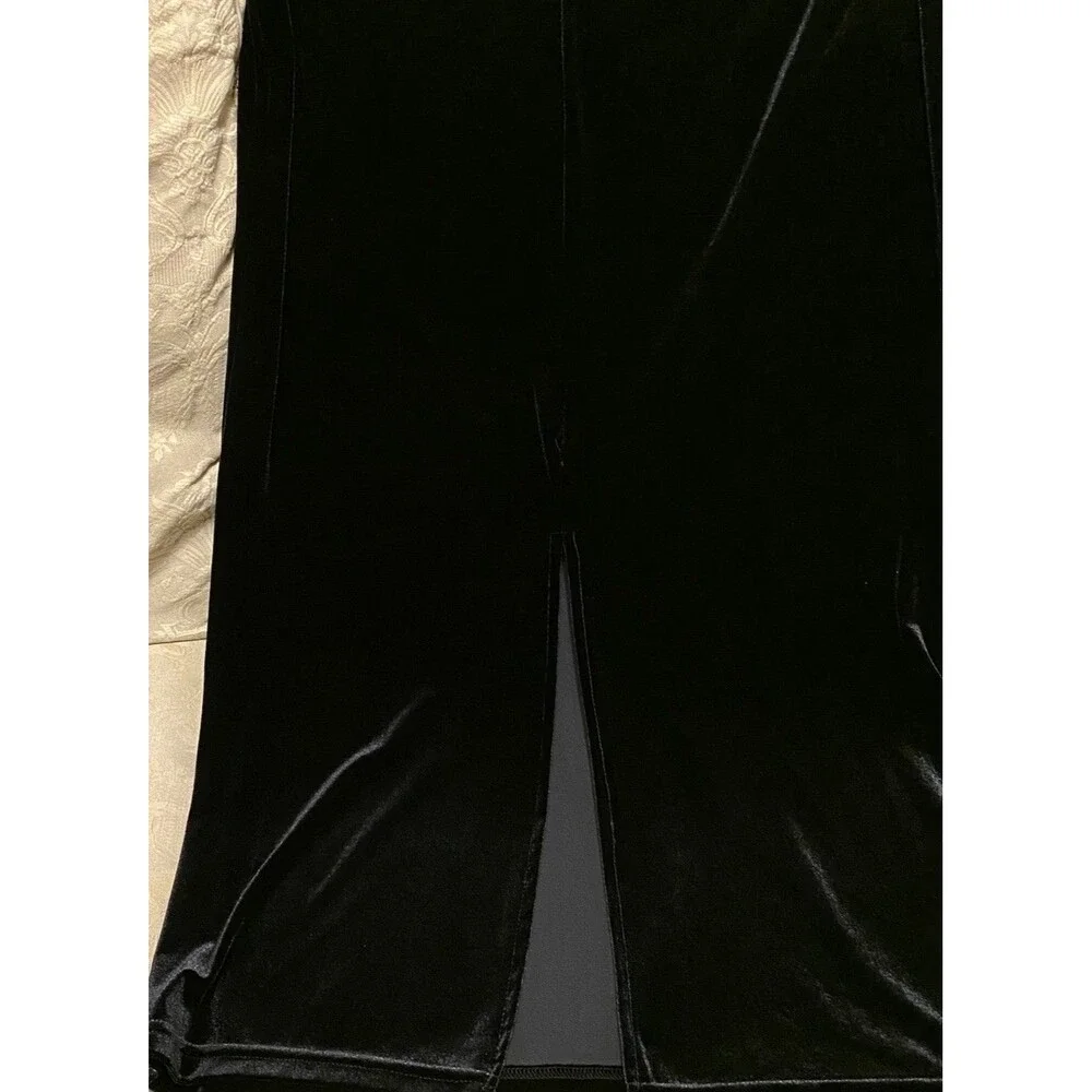 Vintage RAG USA Y2K Black Velvet Maxi Skirt Whimsigoth Womens 90s Grunge Witchy